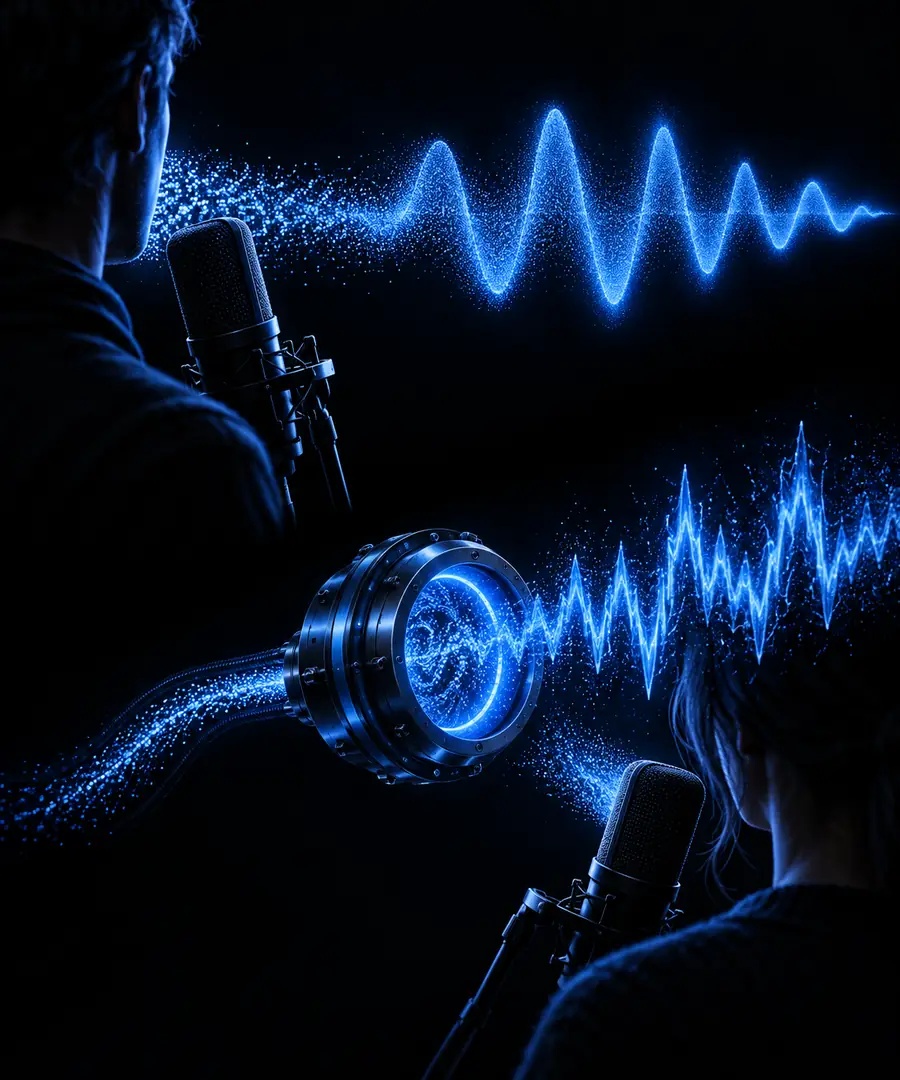 Illustration associated with comparing generated and changed voices
